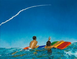 Discovery's in the sky - Space shuttle number 2 - peinture à l'huile / oil painting - 65 x 50 cm - © All rights reserved by Laurent Dubois