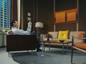 Seul (Don Draper - Mad Men) - peinture à l'huile / oil painting - 73 x 54 cm - © All rights reserved by Laurent Dubois