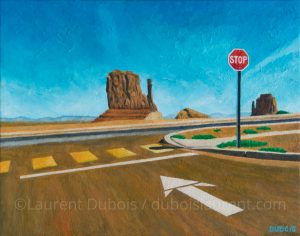Stop (Monument Valley, Utah, USA) - peinture à l'huile / oil painting based on a photography by Josef Hoflehner - 35 x 27 cm - © All rights reserved by Laurent Dubois